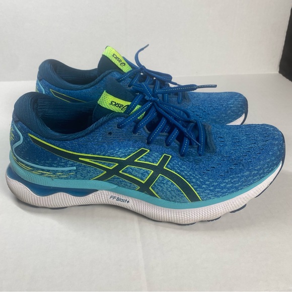 Asics | Men’s Size US 10 Sneakers | Gel-Nimbus 24 Blue Yellow Running Shoes - Picture 3 of 10